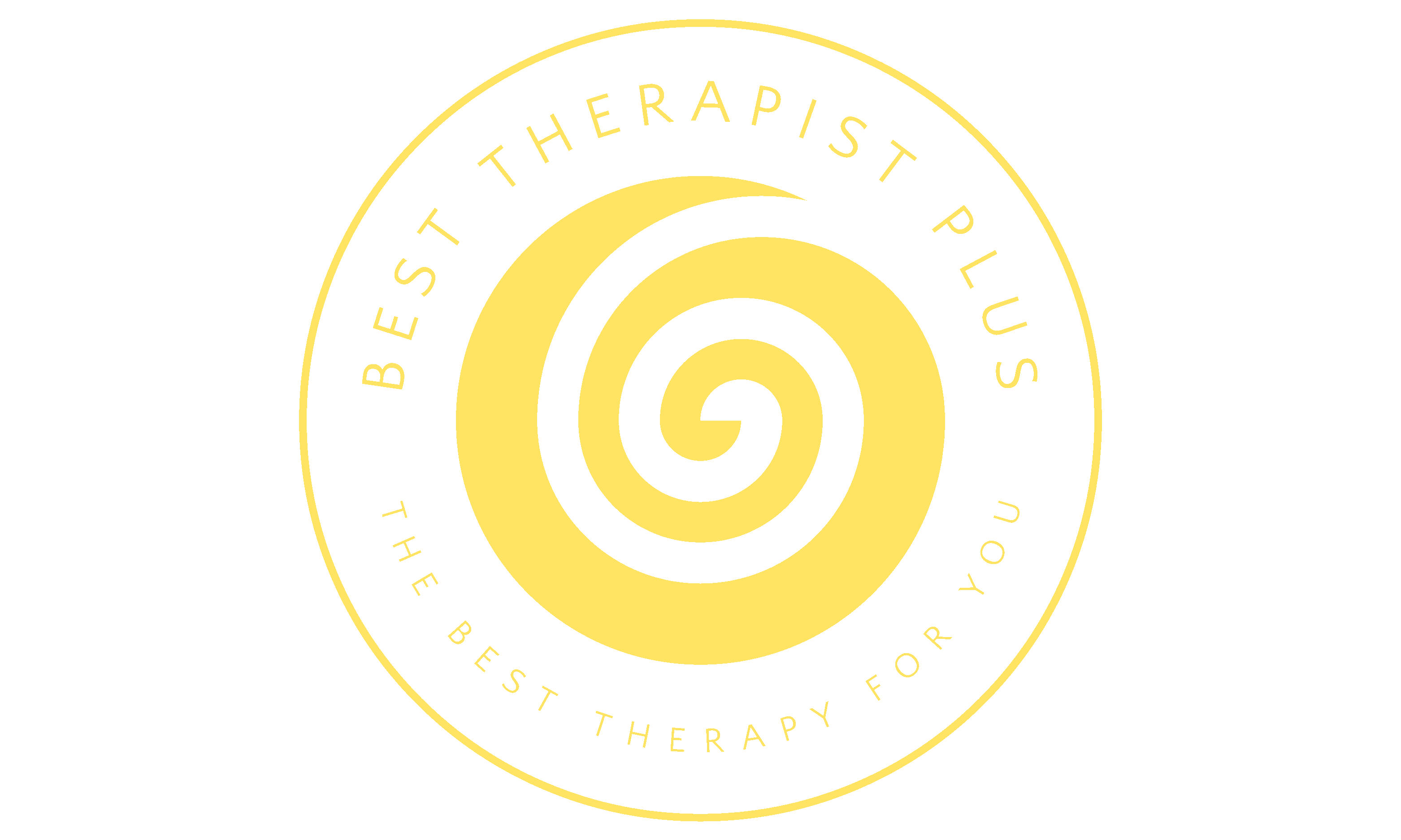 A yellow and black logo for the best therapist plus.